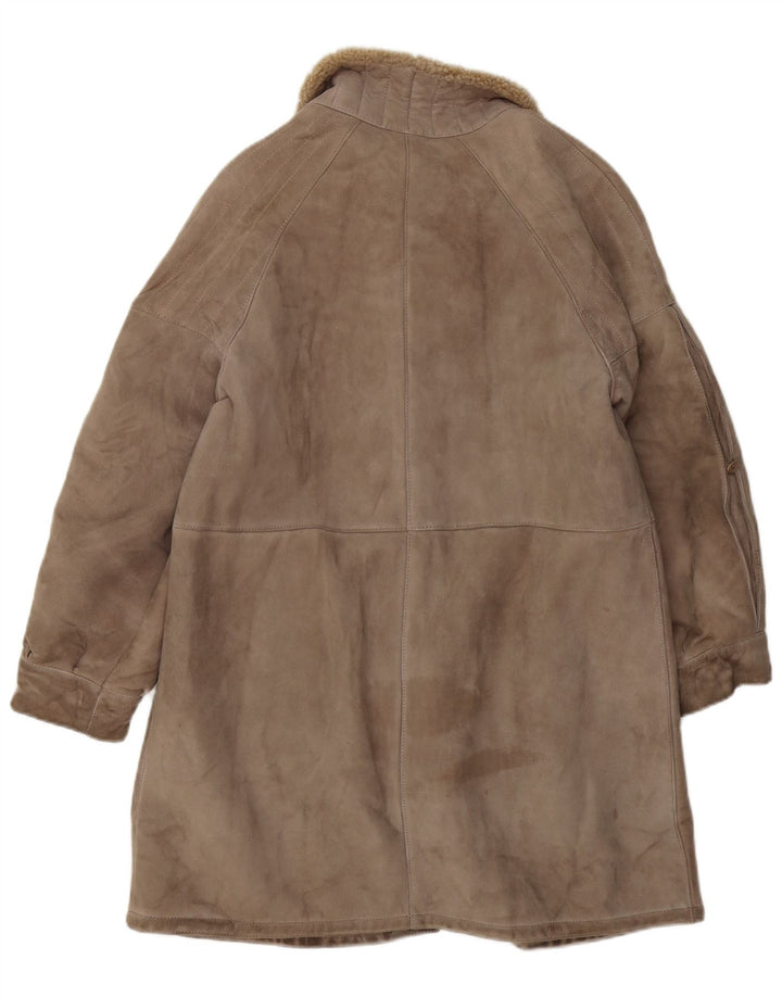 Vintage Dame Shearling Coat UK 14 Medium Brown