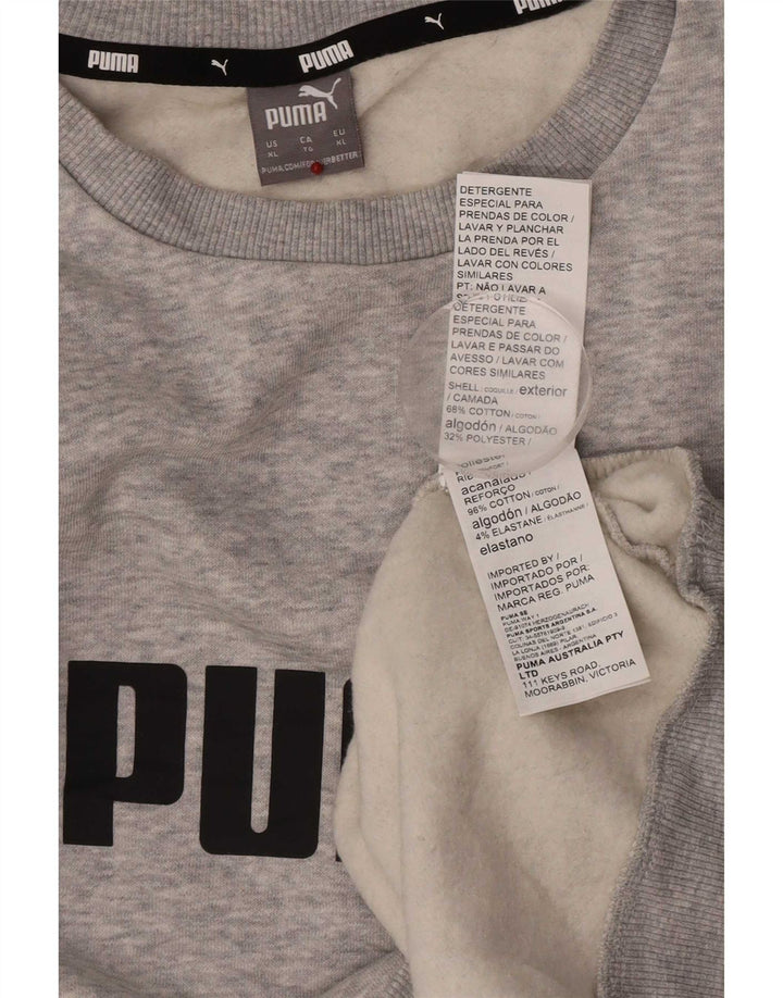 Puma Herre grafisk sweatshirt Jumper XL Grå Flecked Bomuld
