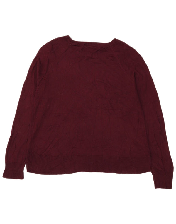 Zara Dame Boat Neck Jumper Sweater UK 12 Medium Burgundy Viscose