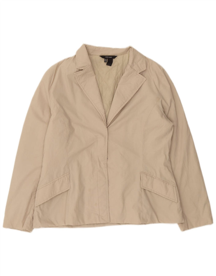 Zara Dame Blazer Jacket UK 18 XL Beige Polyester
