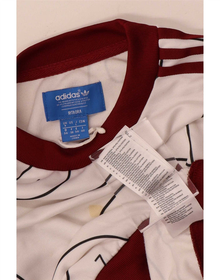Adidas Dame Oversized Graphic Crop Sweatshirt Jumper UK 8 Small White