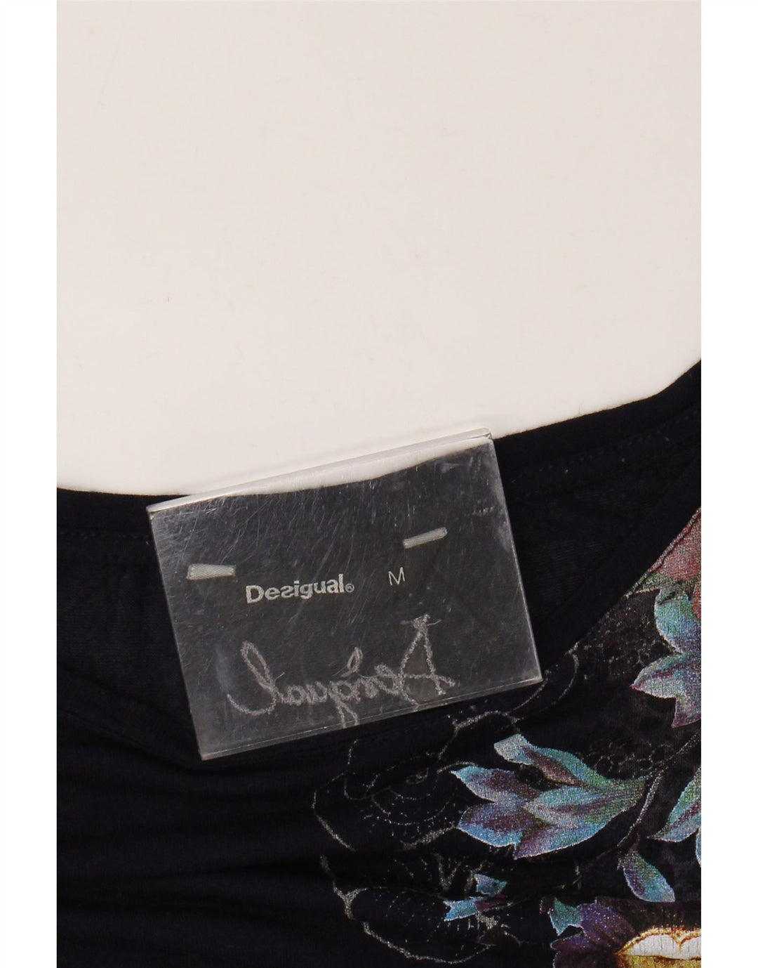 Desigual Dame Grafisk Tunika Top UK 14 Medium Navy Blue Floral