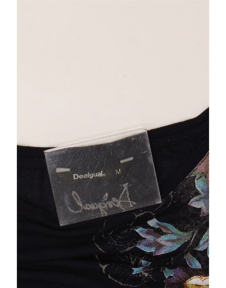 Desigual Dame Grafisk Tunika Top UK 14 Medium Navy Blue Floral