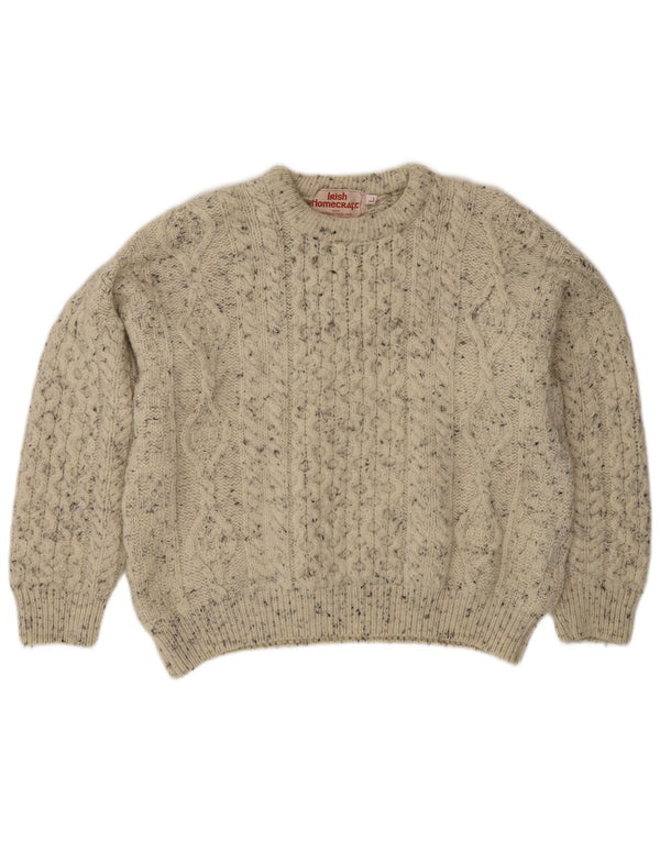 Irish Homecraft Herre Crew Neck Jumper Sweater Large Grå Flecked