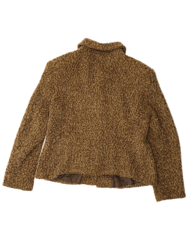 Vintage dame 4-knaps blazerjakke UK 14 Medium Khaki Flecked Acryl