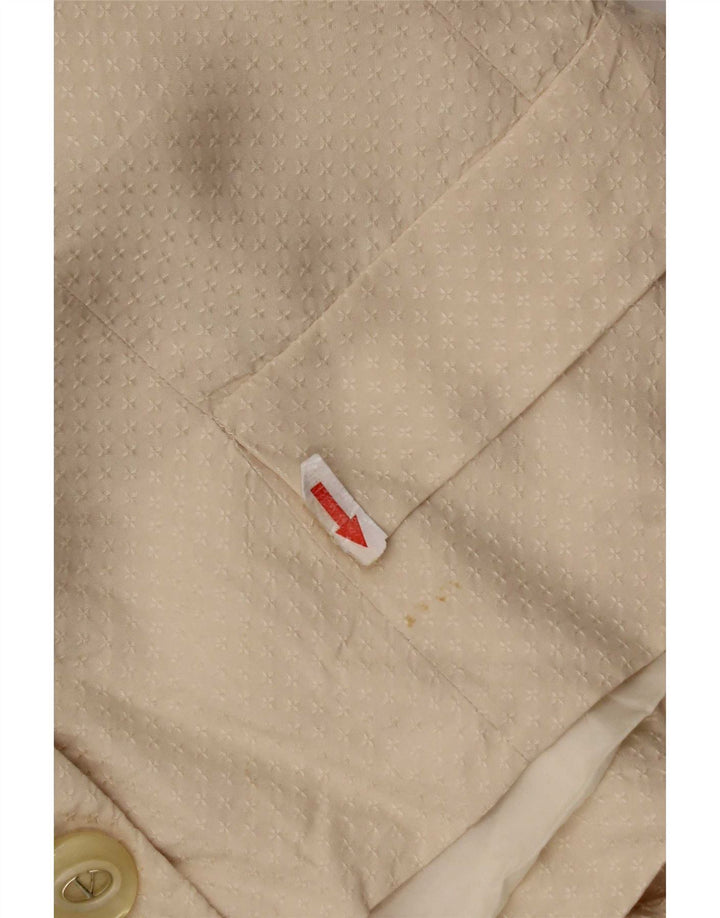 Vintage dame 3-knaps blazerjakke UK 14 Medium Beige Silke