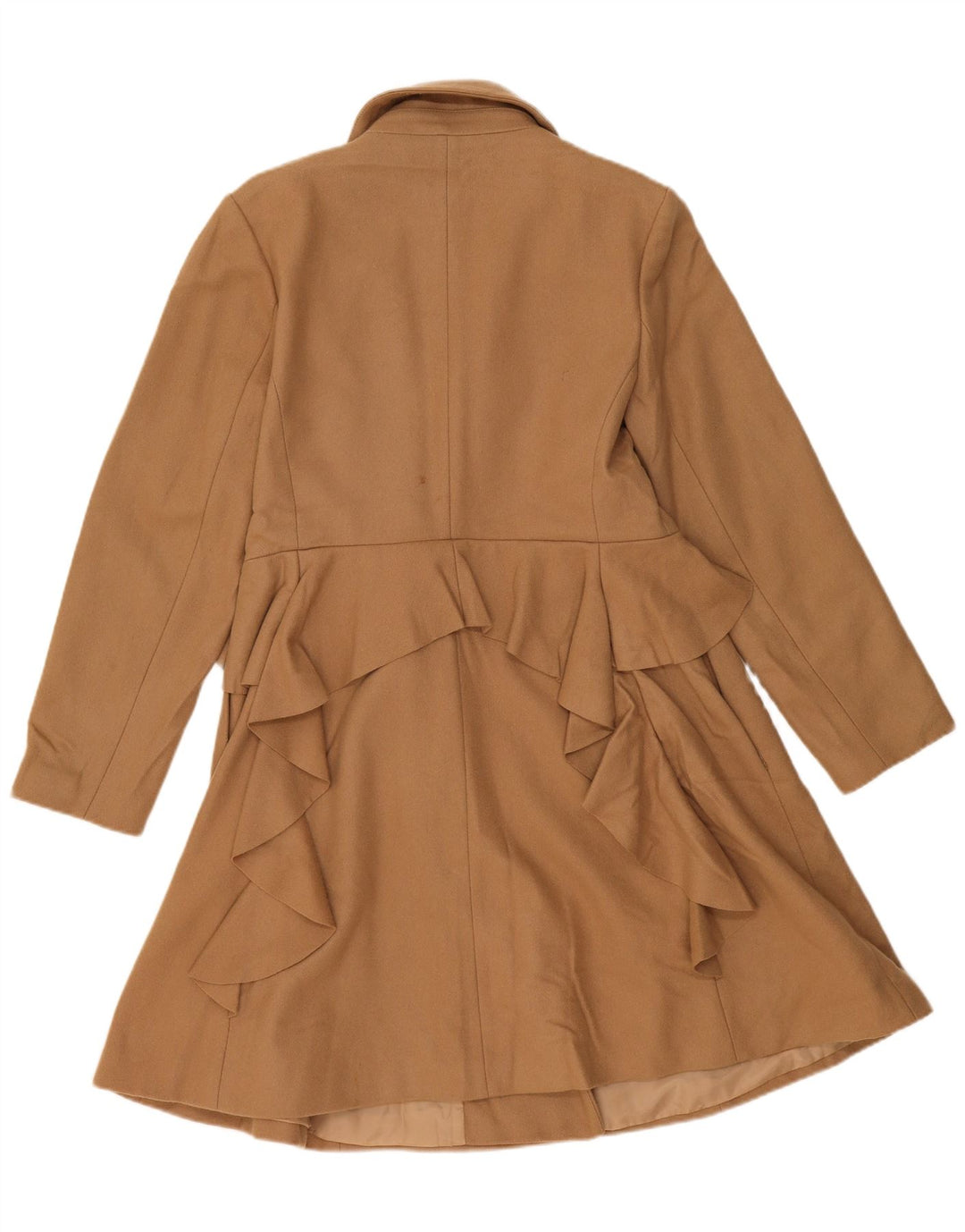 Oasis Dame Dobbeltradet Frakke UK 16 Stor Beige Uld