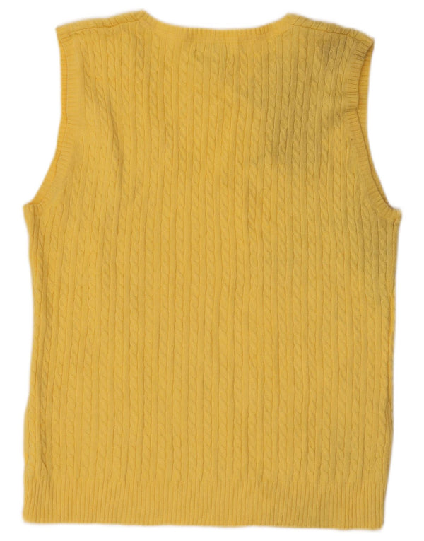 L.L.Bean Dame Vest Tank Top UK 12 Medium Gul Bomuld