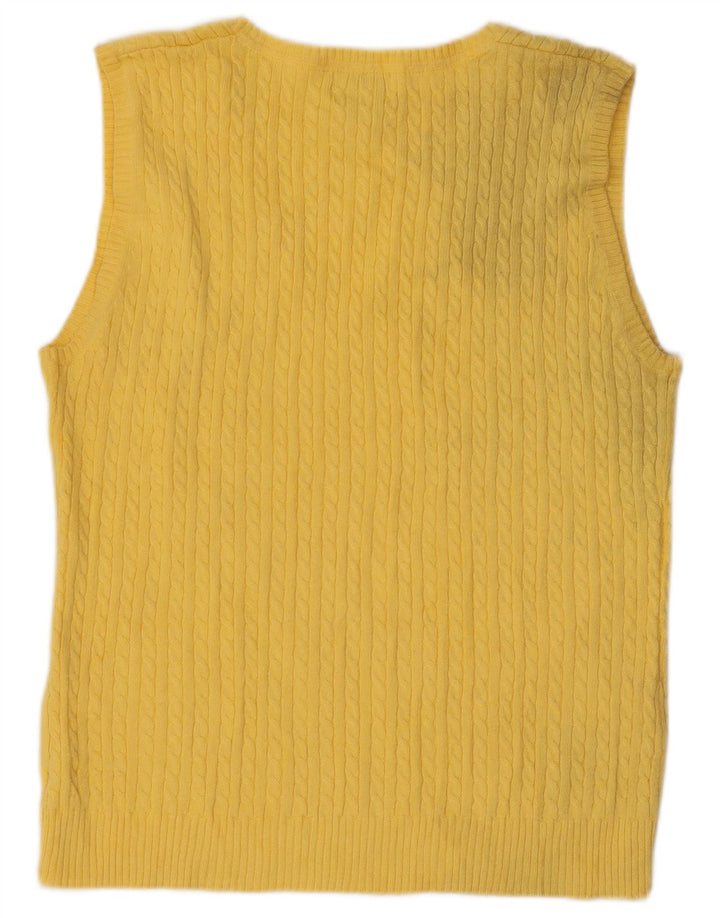 L.L.Bean Dame Vest Tank Top UK 12 Medium Gul Bomuld