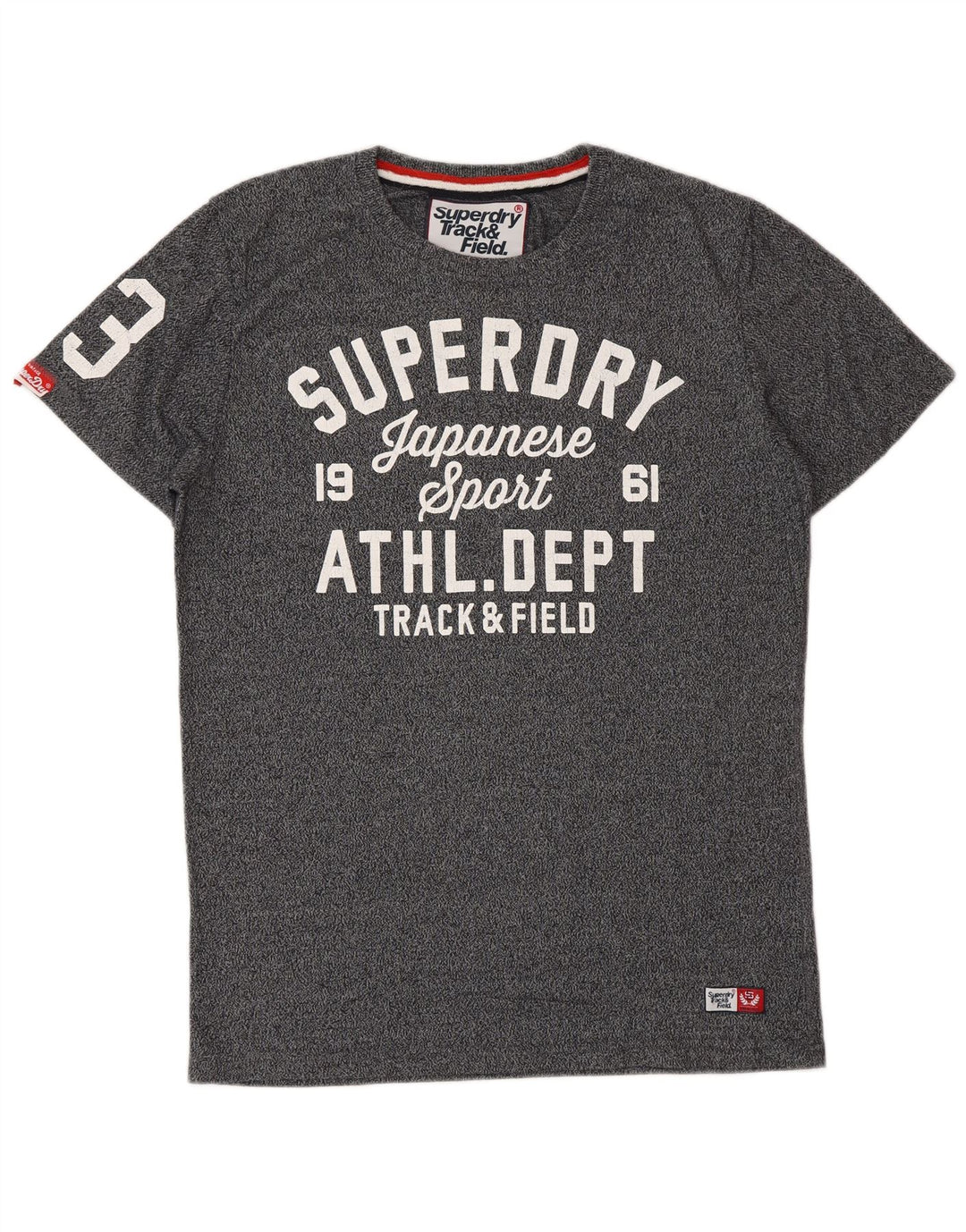 SUPERDRY Herre grafisk T-shirt top mellemgrå flækket bomuld