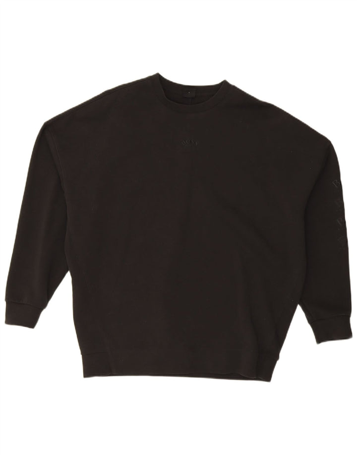 Hugo Boss Dame Oversized Sweatshirt Jumper UK 16 Stor Sort Bomuld