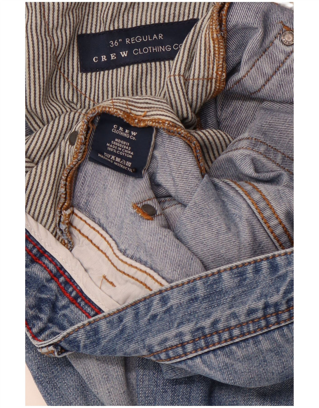 CREW TØJ Straight jeans til mænd W36 L31 Blå bomuld