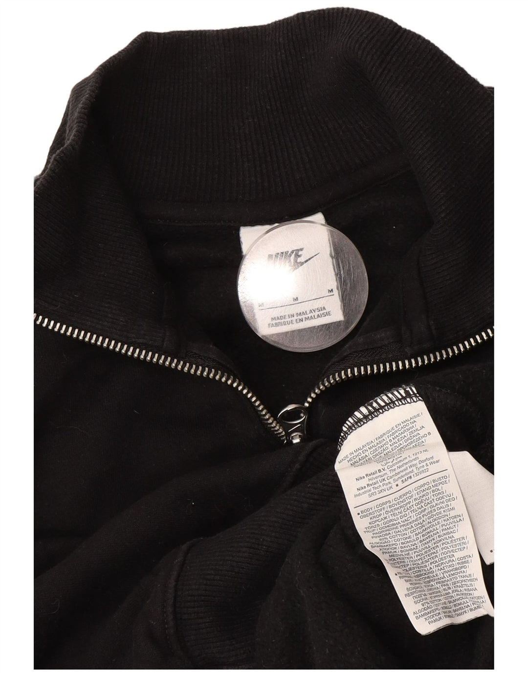 NIKE Womens Crop Zip Neck Sweatshirt Jumper UK 14 Medium Black Bomuld