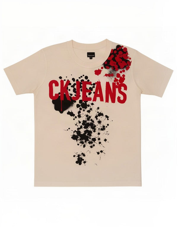 Calvin Klein Jeans Mens Graphic T-Shirt Top Medium White Cotton