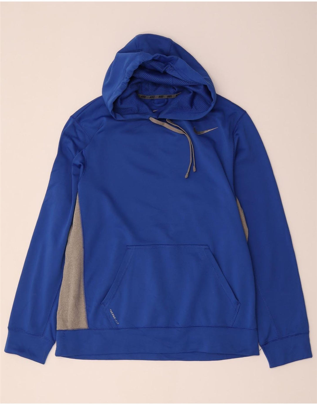 Nike Herre Therma-Fit hættetrøje Jumper Large Blue Colourblock Polyester