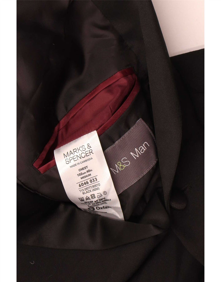 Marks & Spencer Herre 2-knaps blazerjakke UK 40 Medium Sort Polyester