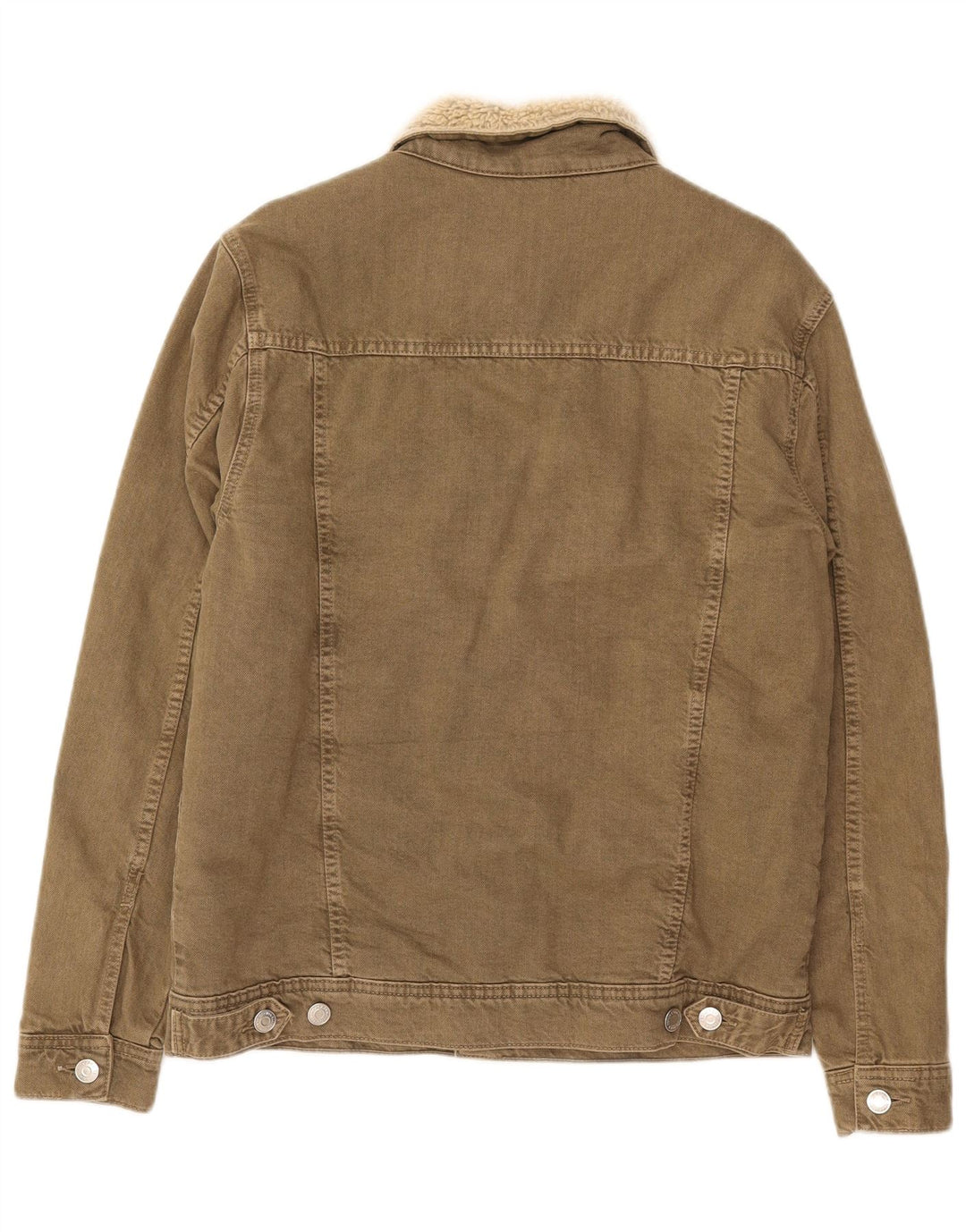 Zara Herre Sherpa denimjakke UK 38 Medium Khaki Bomuld