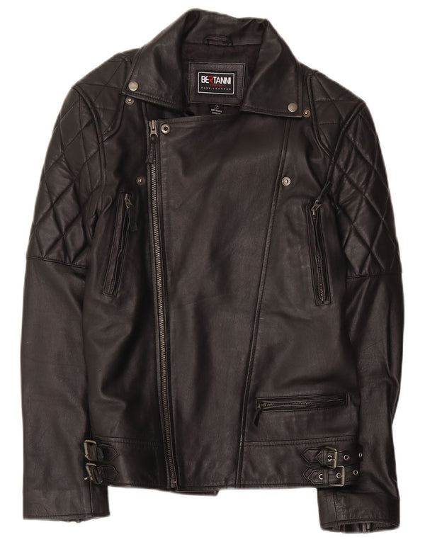 Bertanni Herre Læder Biker Jacket UK 38 Medium Sort