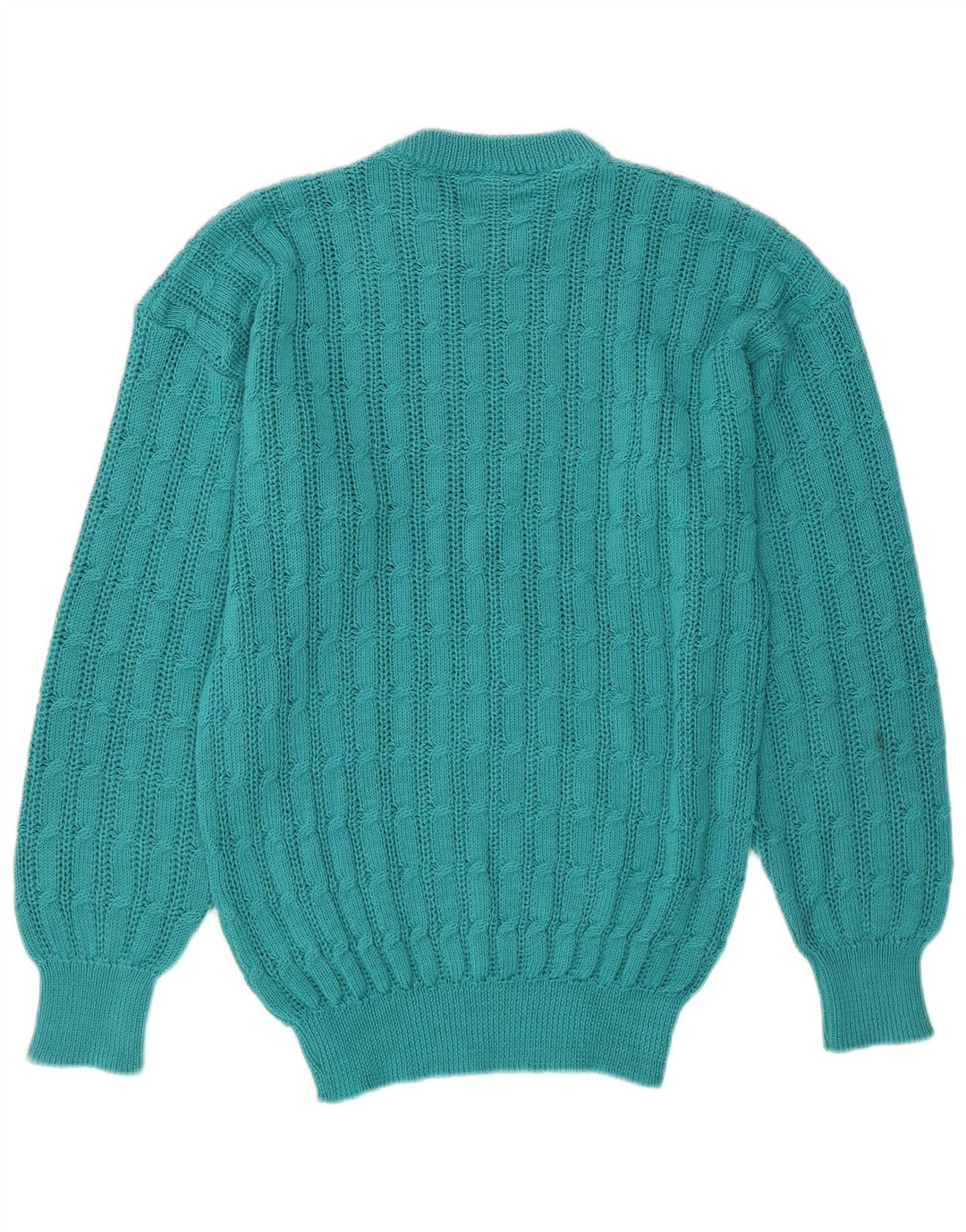 Vintage dame sweater med rund hals IT 50 XL turkis akryl