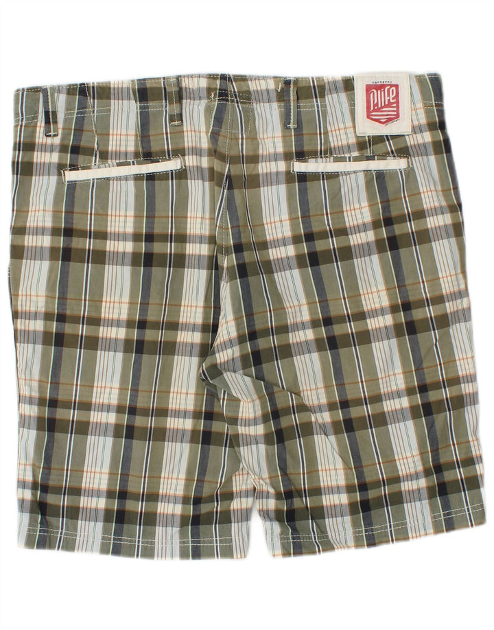 Playlife Herre Chino Shorts W36 Large Khaki Plaid