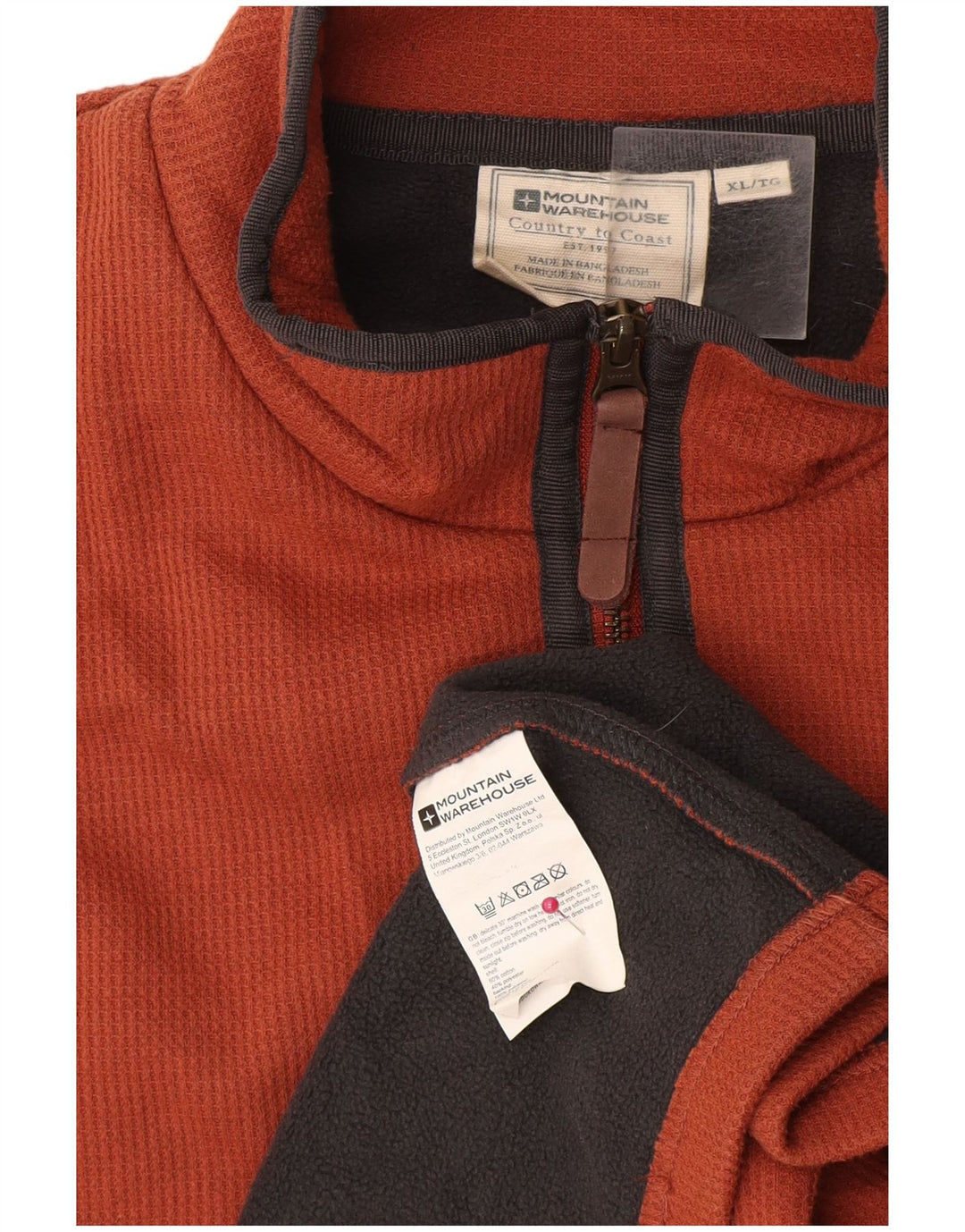 Mountain Warehouse Herre Zip Neck Sweatshirt Jumper XL Brun Bomuld