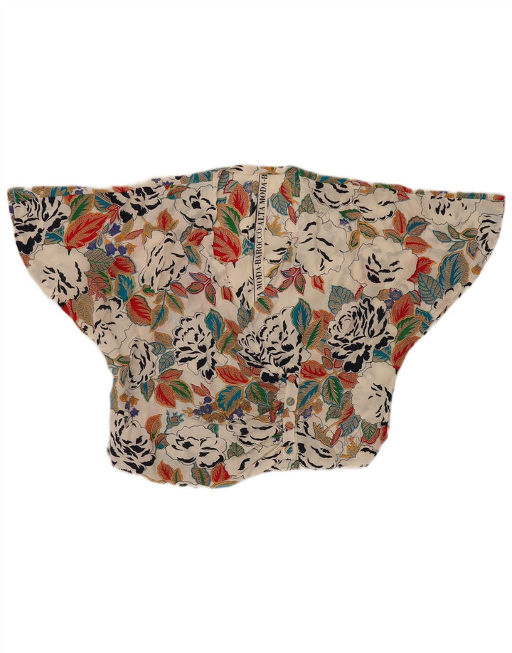 Vintage Womens Crop Batwing Shirt Bluse UK 14 Medium Multicolored Floral