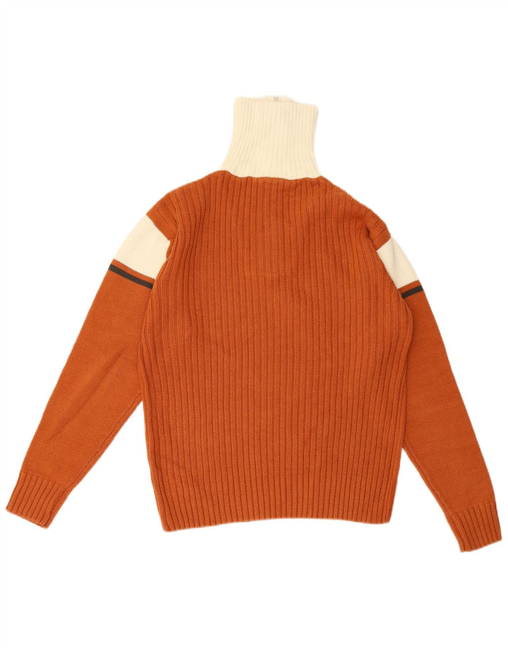 Tom Tailor Herre lynlås-hals sweater lille brun colourblock bomuld