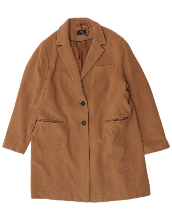 Marks & Spencer Dame Overfrakke UK 20 2XL Brun Uld