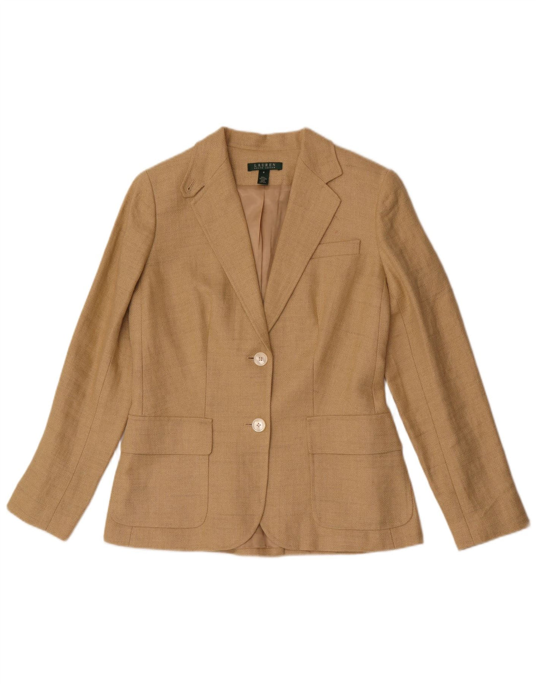 Ralph Lauren Dame 2 Button Blazer Jacket US 8 Medium Beige Sildeben