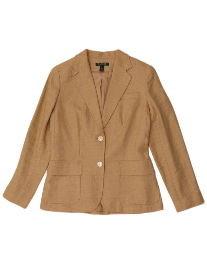 Ralph Lauren Dame 2 Button Blazer Jacket US 8 Medium Beige Sildeben