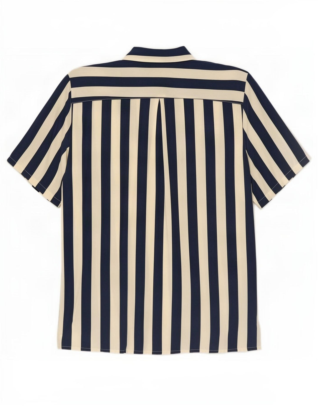 Vintage kortærmet skjortebluse til kvinder IT 42 Mellem marineblå stribet