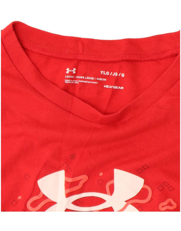 UNDER ARMOUR Drenge Heat Gear Grafisk T-Shirt Top 11-12 år Stor Rød