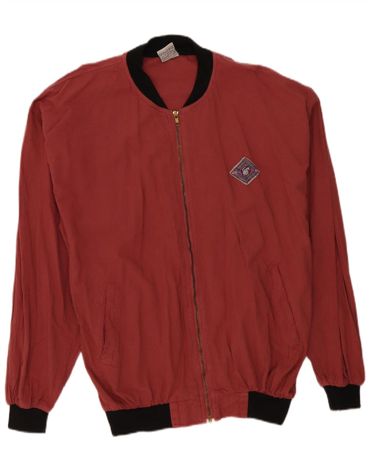 Vintage Herre Loose Fit Bomber Jacket IT 48/50 Medium Rød Bomuld