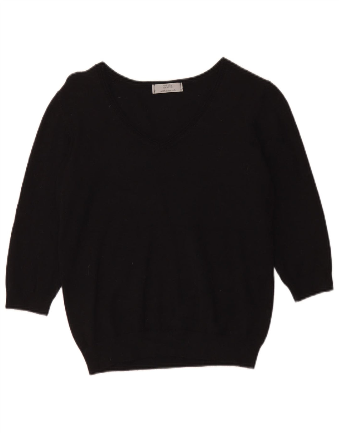Marks & Spencer Womens Crop V-hals sweater UK 14 Medium Black
