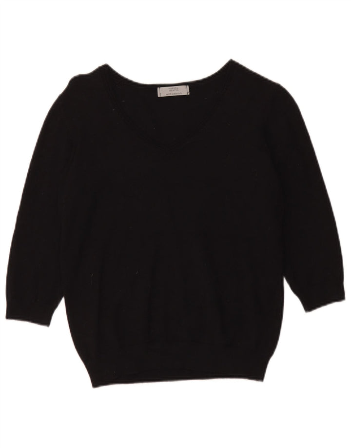 Marks & Spencer Womens Crop V-hals sweater UK 14 Medium Black