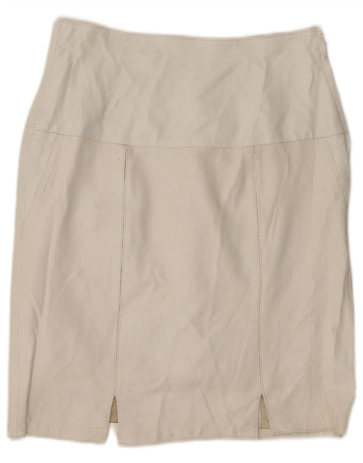 Vintage lædernederdel til kvinder IT 44 Medium W28 Hvidt læder