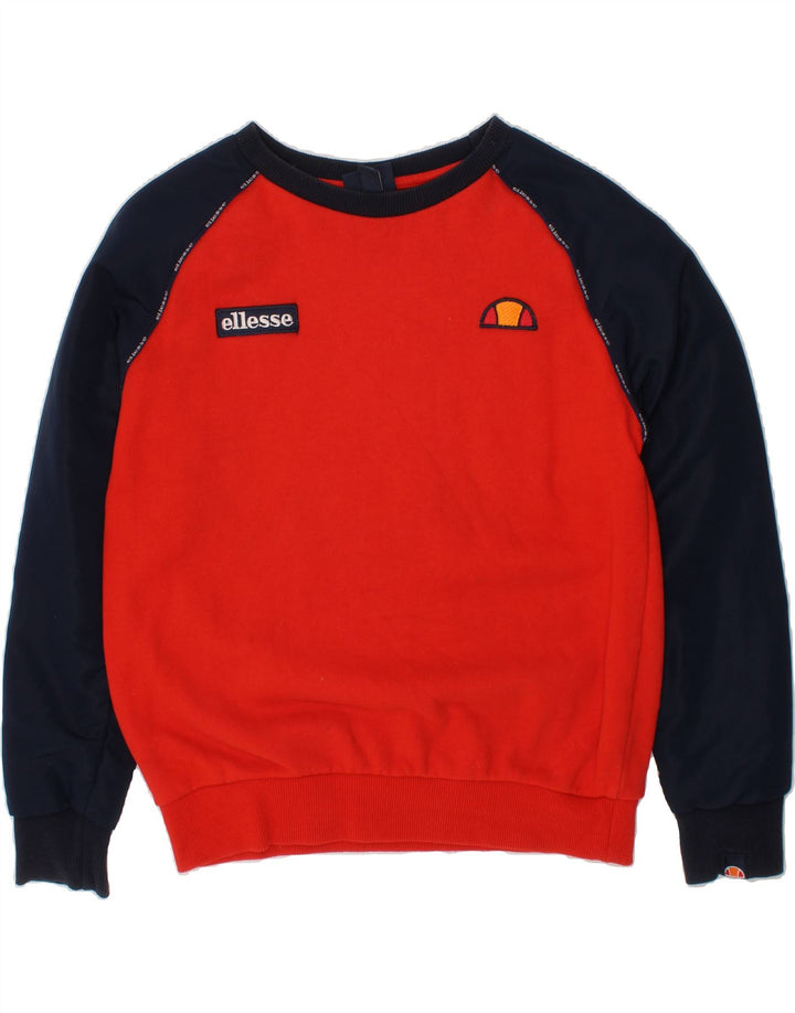 ELLESSE Boys Sweatshirt Jumper 10-11 Years Red Colourblock Cotton Vintage Ellesse and Second-Hand Ellesse from Messina Hembry 