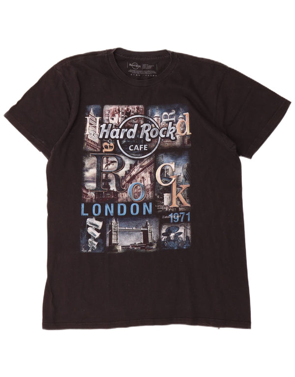 Hard Rock Cafe Herre London Grafisk T-Shirt Top Medium Sort Bomuld