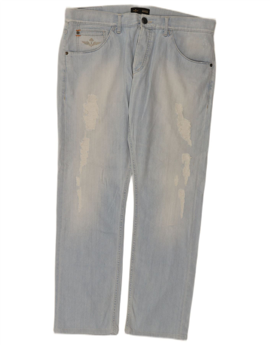 Dekker Dame Distressed Straight Jeans W36 L29 Blå Bomuld