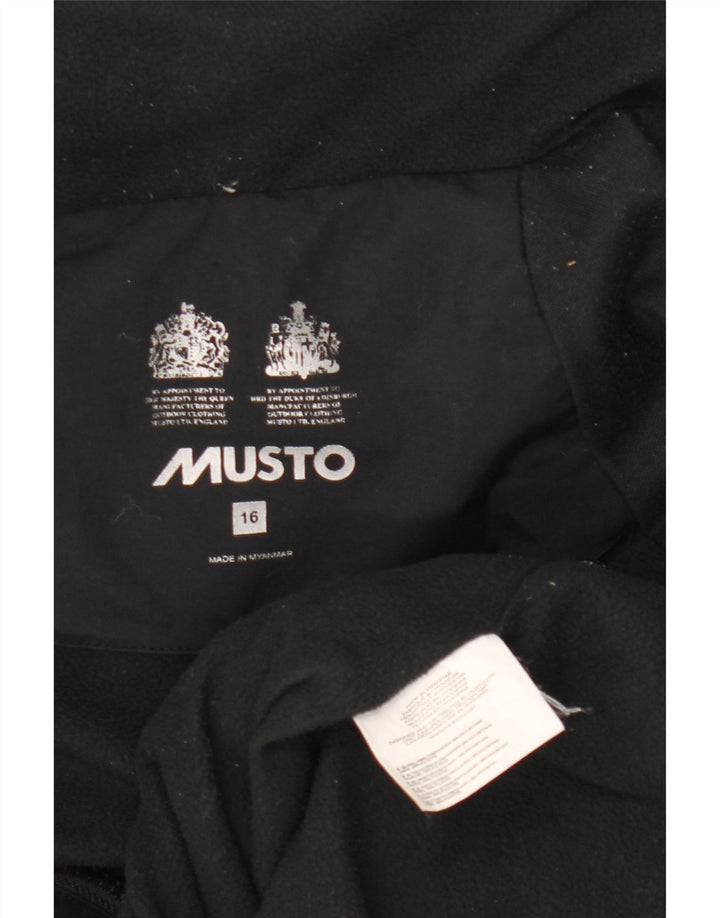 Musto Dame Grafisk Hooded Windbreaker Jacket UK 16 Stor Sort Polyamid