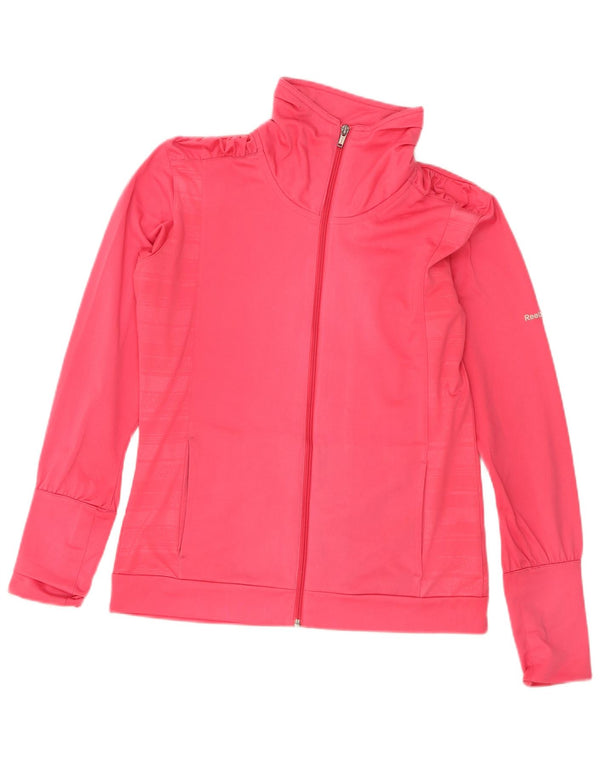 Reebok træningsdragt topjakke til kvinder UK 14 Medium Pink stribet polyester