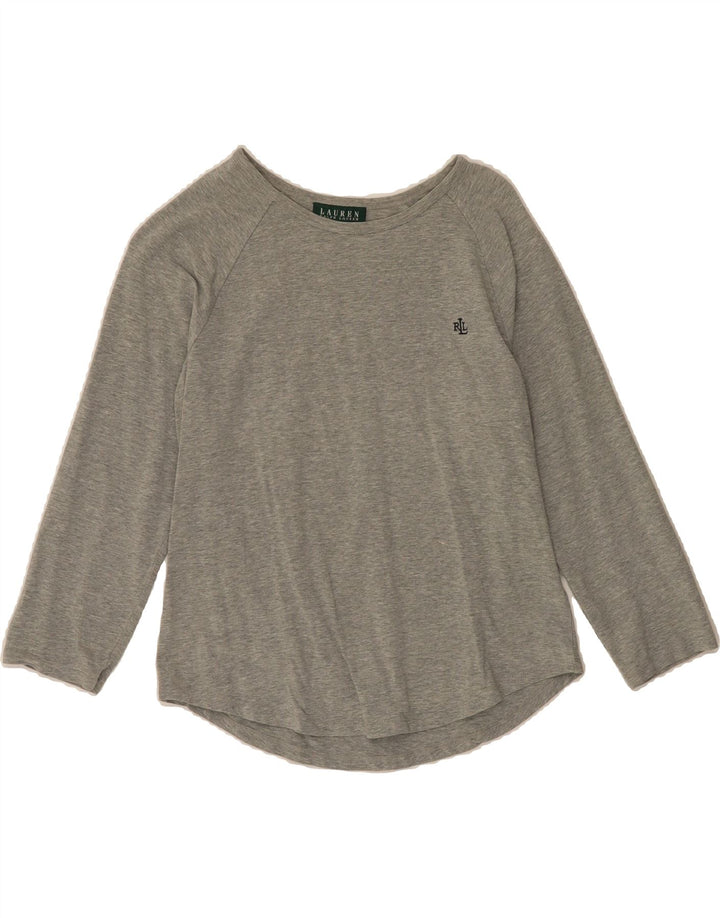 RALPH LAUREN Womens Top 3/4 Sleeve UK 12 Medium Grey Cotton Vintage Ralph Lauren and Second-Hand Ralph Lauren from Messina Hembry 