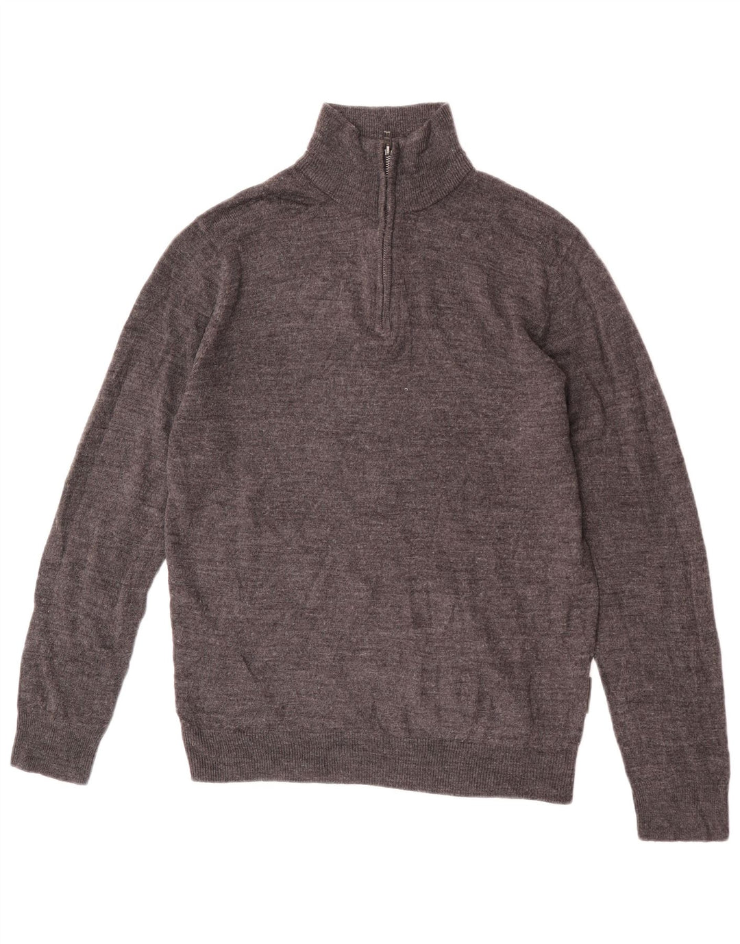 French Connection Herre Zip Neck Jumper Sweater Stor Grå Flecked Akryl