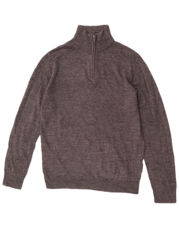 French Connection Herre Zip Neck Jumper Sweater Stor Grå Flecked Akryl
