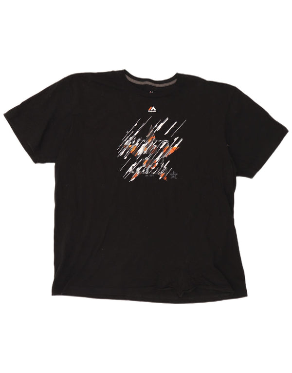 Majestic Herre Houston Astons Grafisk T-Shirt Top 2XL Sort Bomuld