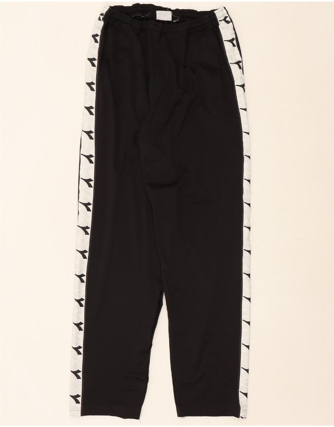 DIADORA Mens Graphic Tracksuit Trousers Medium Black Colourblock Polyester Vintage Diadora and Second-Hand Diadora from Messina Hembry 