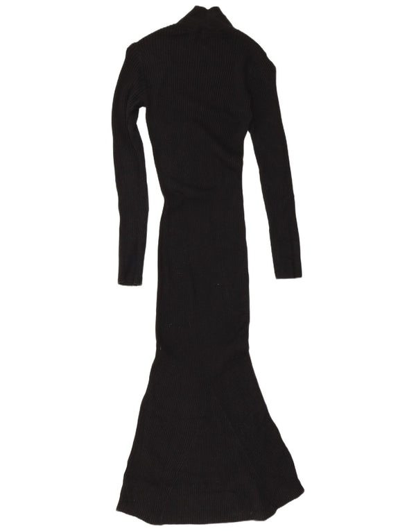 Reiss Dame Maxi Knit Bodycon Dress UK 10 Small Black Viscose
