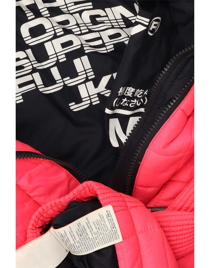 Superdry Quiltet, polstret jakke til kvinder UK 14 Medium Pink Polyester Sports
