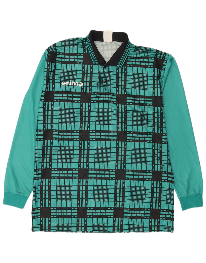 Erima Langærmet Polo Shirt til mænd XL Grøn Plaid Polyester