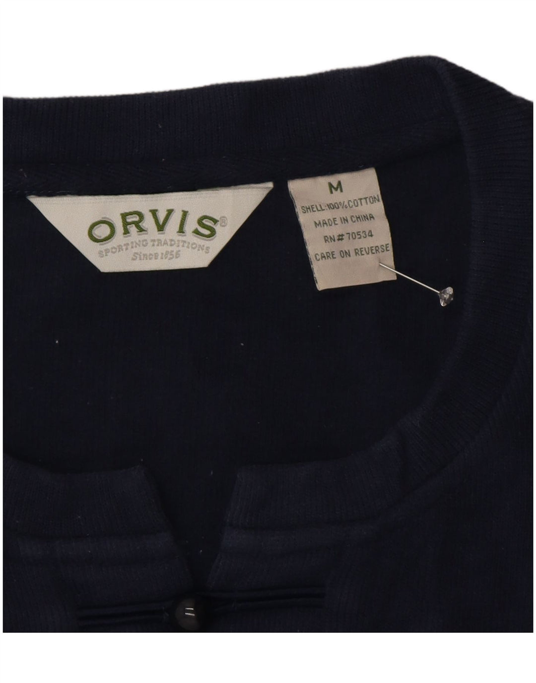 ORVIS Dame Top Langærmet UK 14 Medium Navy Blue Bomuld